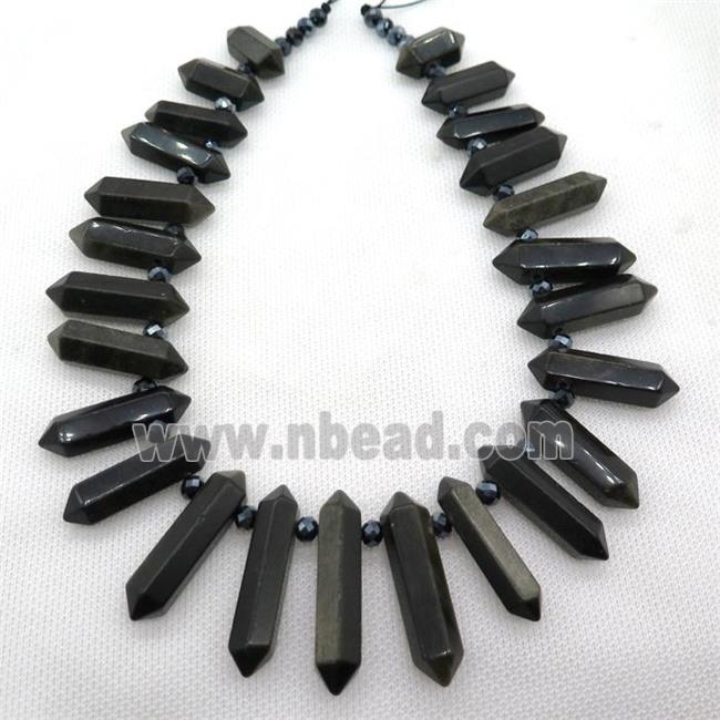 Obsidian bullet beads