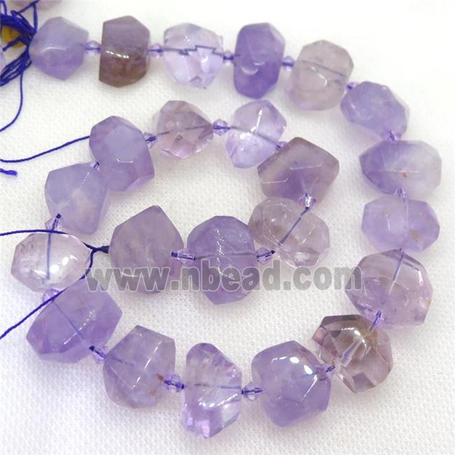 lt.purple Amethyst nugget beads, faceted freeform