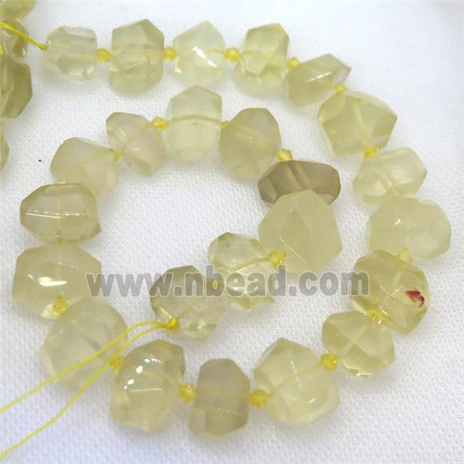 Lemon Quartz nugget beads, faceted freeform