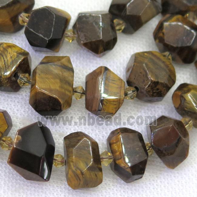 Tiger eye stone nugget beads, faceted freeform
