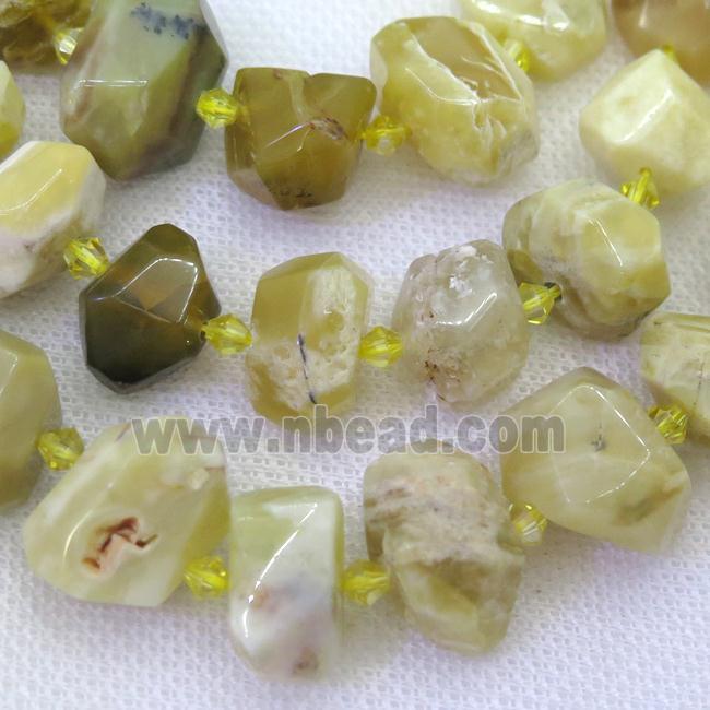 yellow Opal nugget beads, faceted freeform