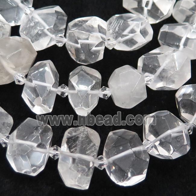 Clear Quartz nugget beads, faceted freeform