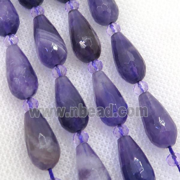 purple Amethyst beads, faceted teardrop