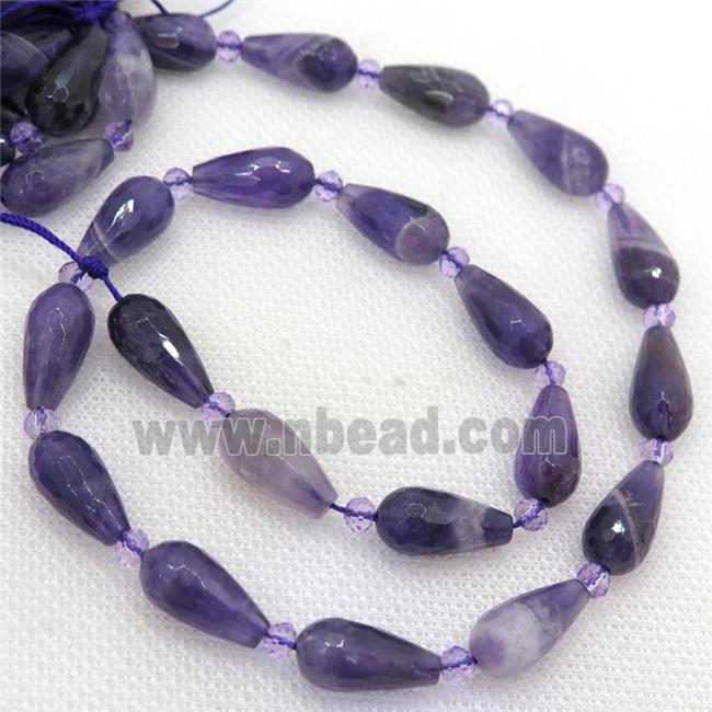 purple Amethyst beads, faceted teardrop