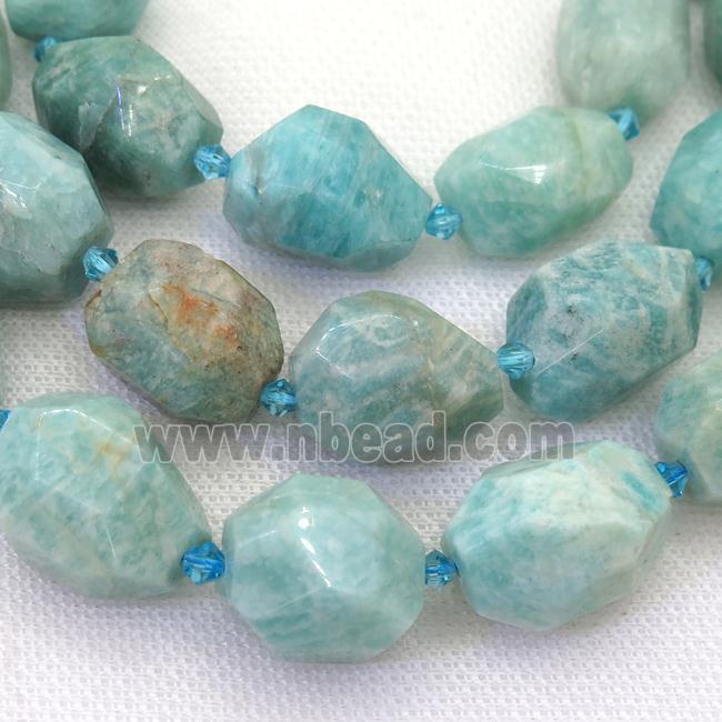 Amazonite nugget beads, faceted freeform