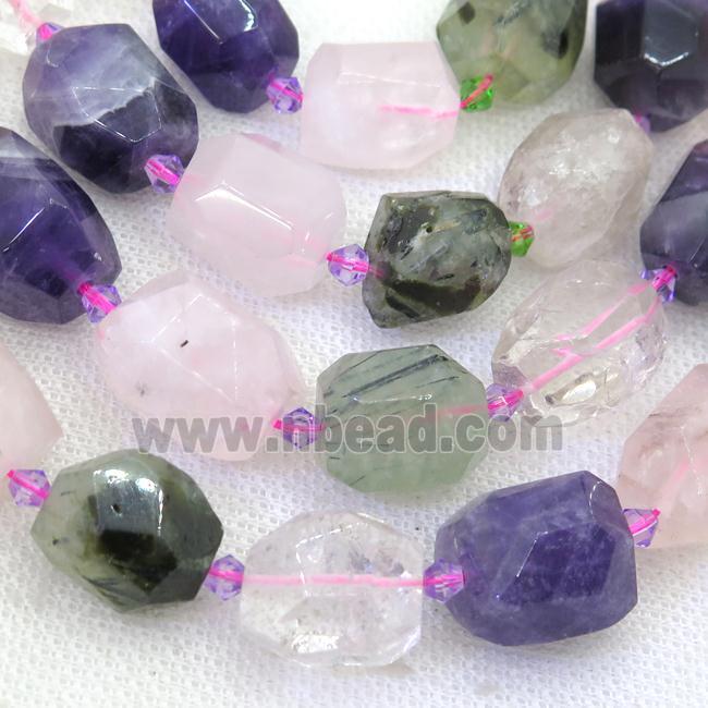 mix Gemstone nugget beads, faceted freeform
