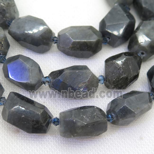 Labradorite nugget beads, faceted freeform
