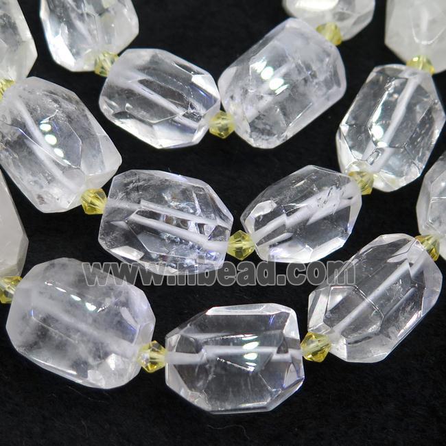 Clear Quartz nugget beads, faceted freeform