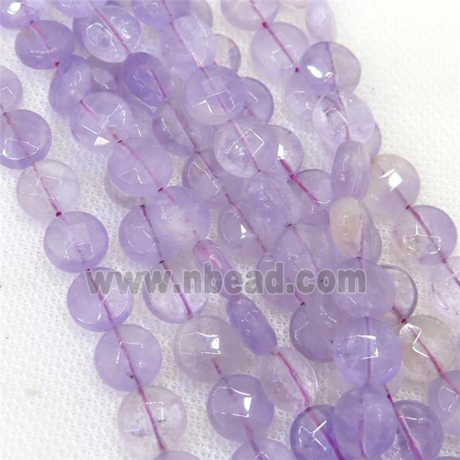 Amethyst beads, faceted circle