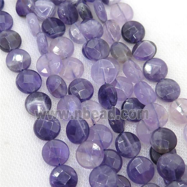purple Amethyst beads, faceted circle