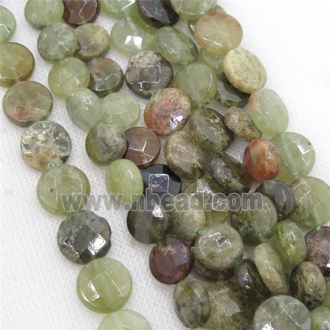 green Garnet beads, faceted circle