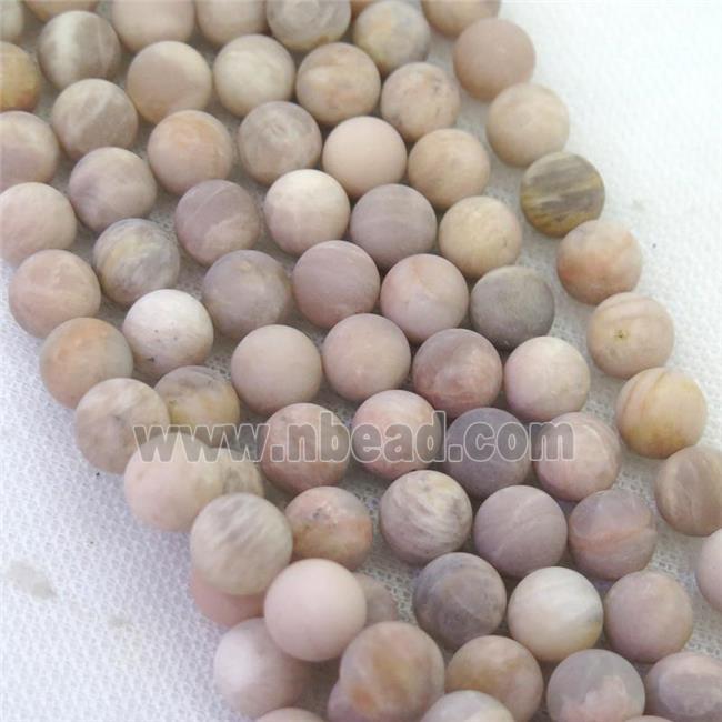 round peach moonstone beads, matte