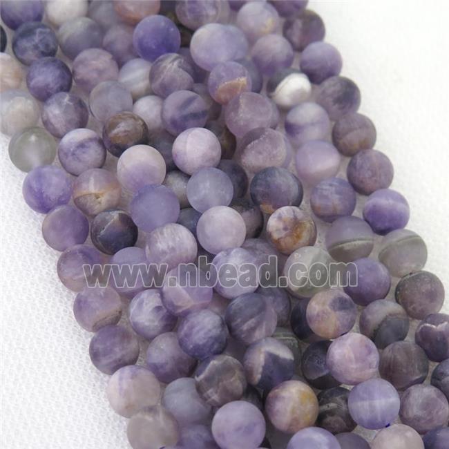 round purple dogtooth Amethyst beads, matte