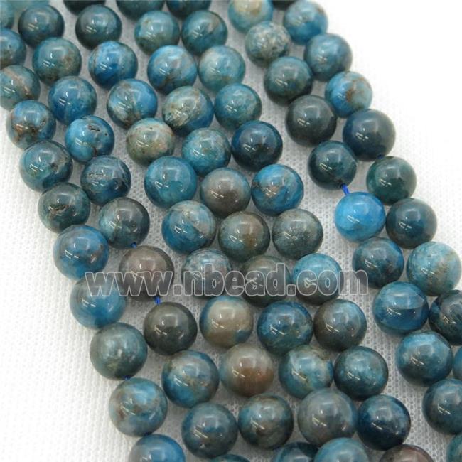 round Blue Apatite Beads