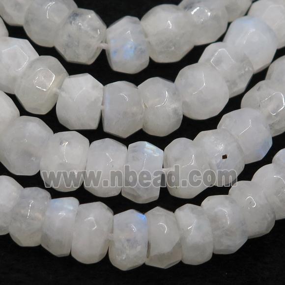 white MoonStone beads, faceted rondelle