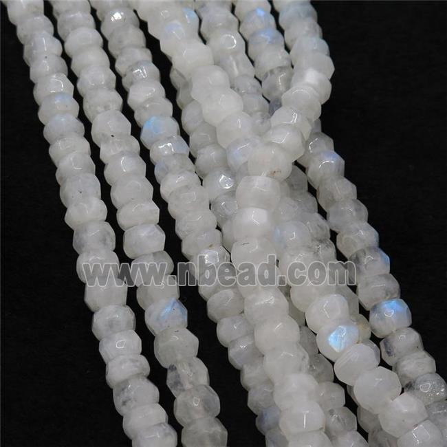 white MoonStone beads, faceted rondelle