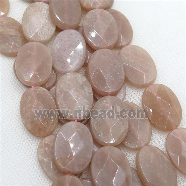 peach moonstone beads, faceted oval