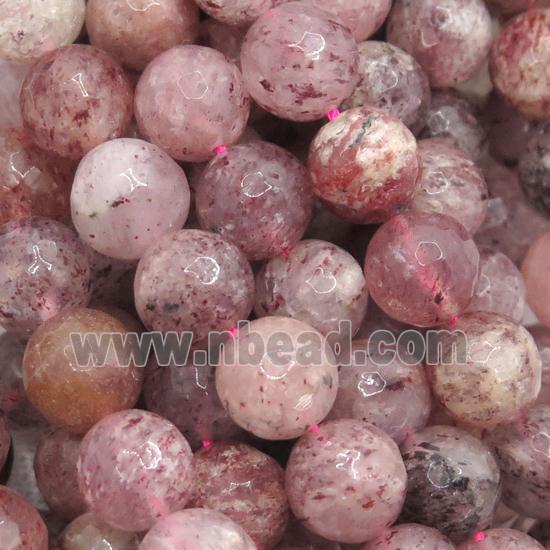 faceted round Strawberry Quartz Beads