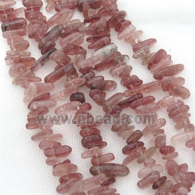 pink Strawberry Quartz chip beads