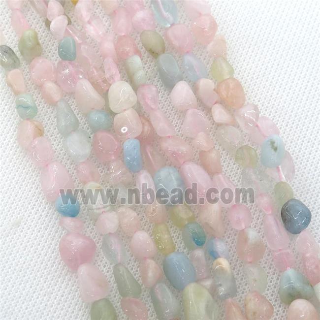 Morganite chip beads, multicolor