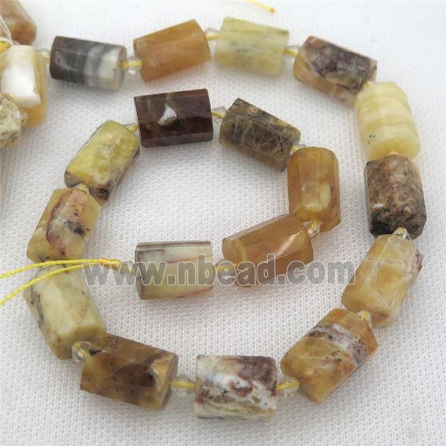 yellow Opal beads, faceted tube