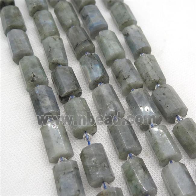 Labradorite beads, faceted tube