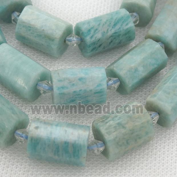 green Amazonite beads, faceted column