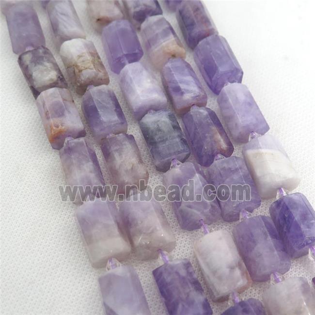 purple Chalcedony beads, faceted tube
