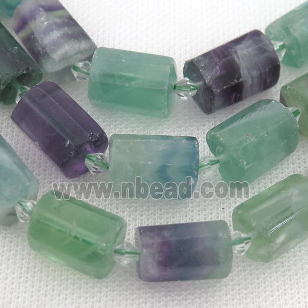 mix Fluorite beads, faceted tube