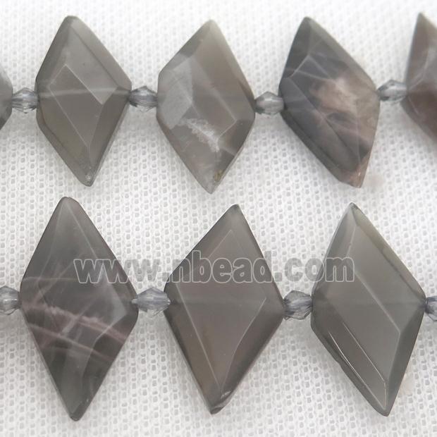 deep gray MoonStone rhombic beads