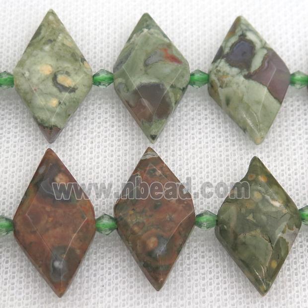 green Opal Jasper rhombic beads