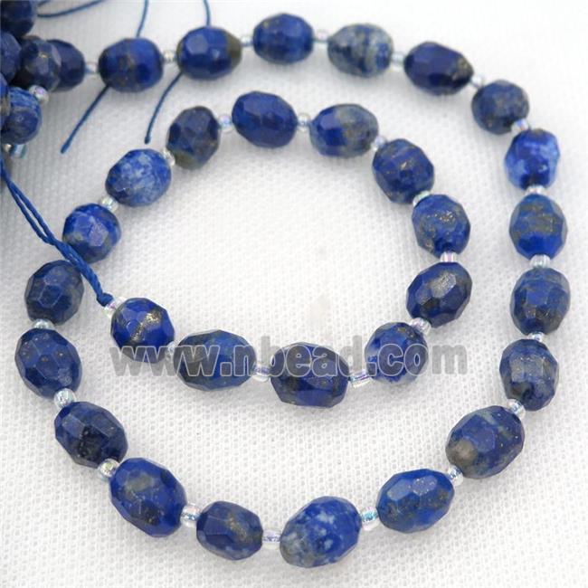 blue Lapis beads, faceted barrel