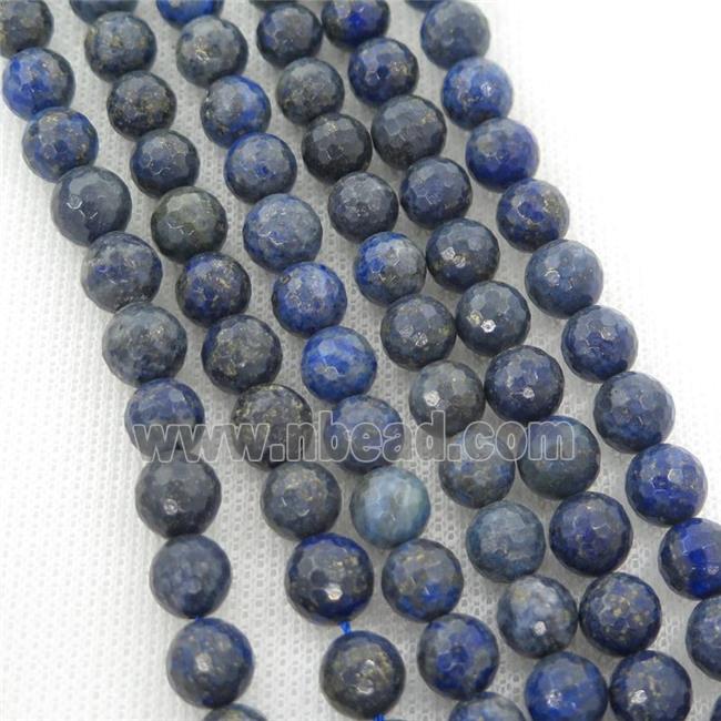 faceted round Lapis beads, blue treated