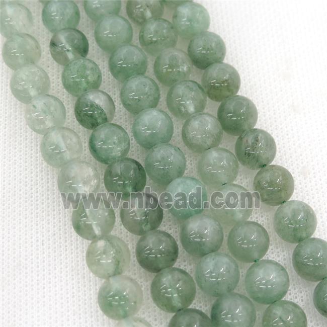 green Strawberry Quartz Beads, round