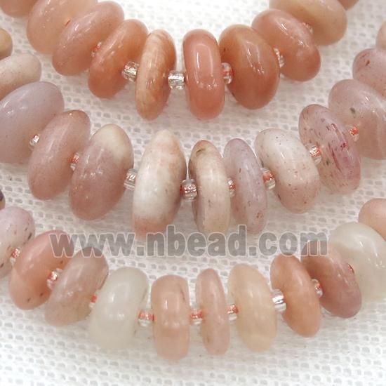peach MoonStone rondelle beads