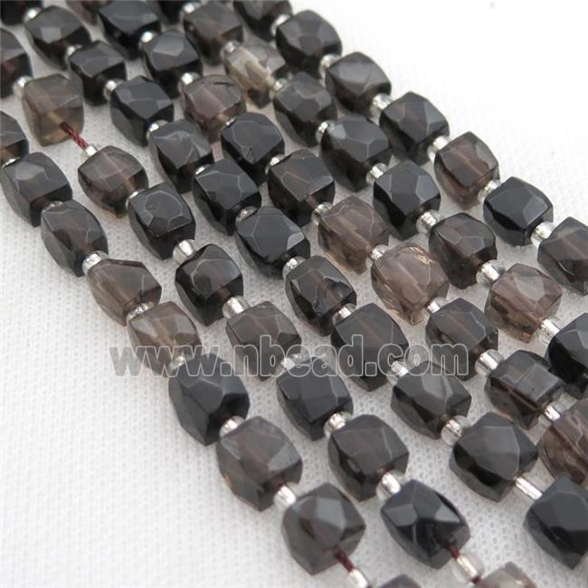Smoky Quartz Beads, faceted cube