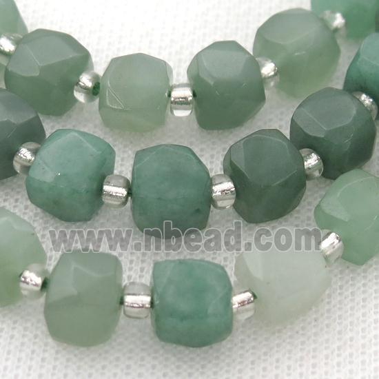 green Aventurine Beads, faceted cube