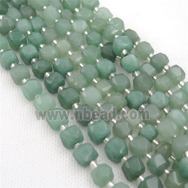 green Aventurine Beads, faceted cube