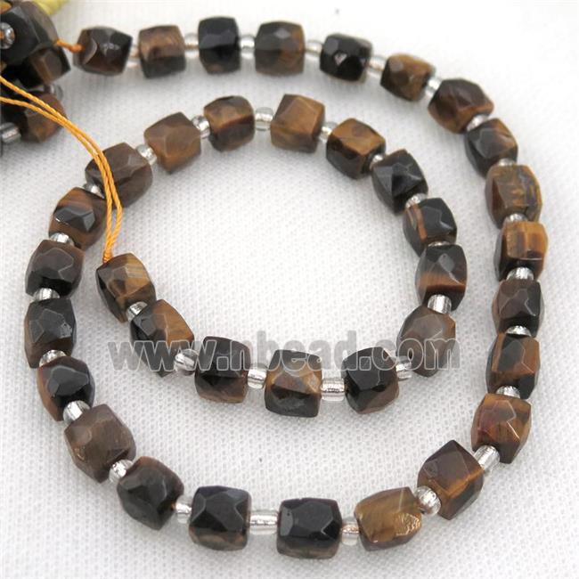 Tiger eye stone Beads, faceted cube