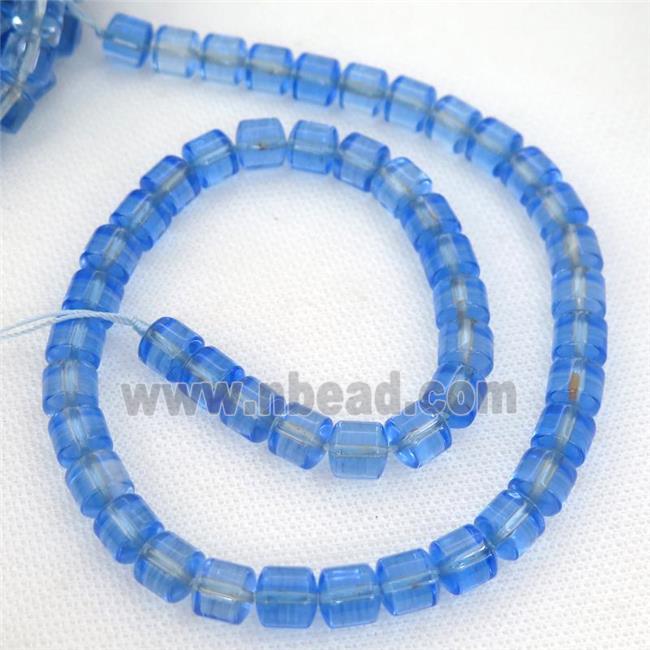 Crystal Quartz Beads, tube, blue dye