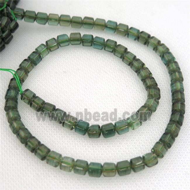 Crystal Quartz Beads, tube, green dye