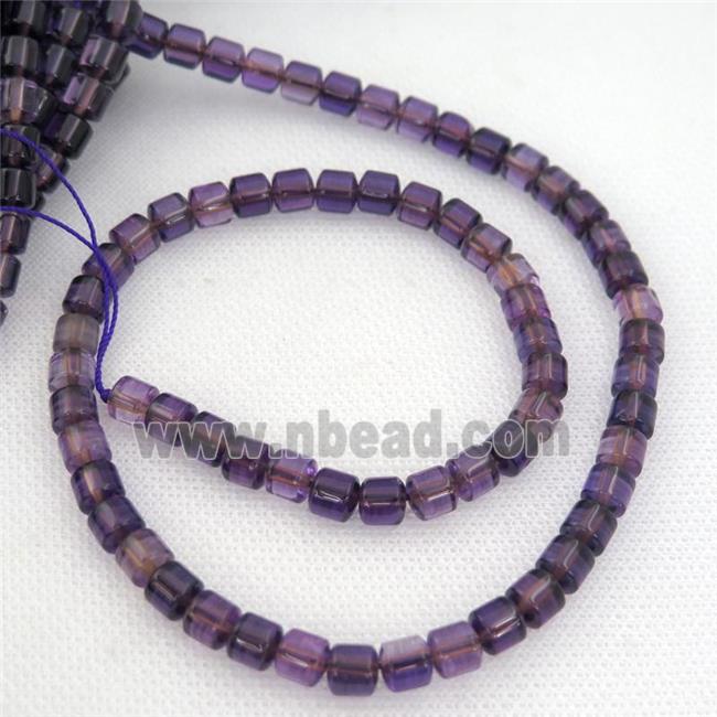 Crystal Quartz Beads, tube, purple dye
