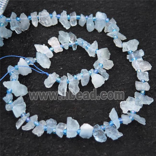 blue Aquamarine Beads, freeform, topdrilled
