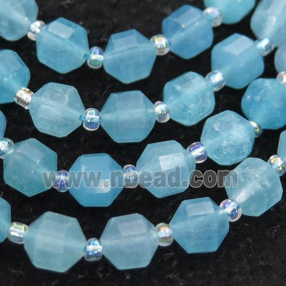 Aquamarine bullet beads, blue treated