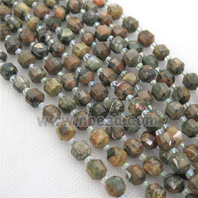 green Rhyolite bullet beads