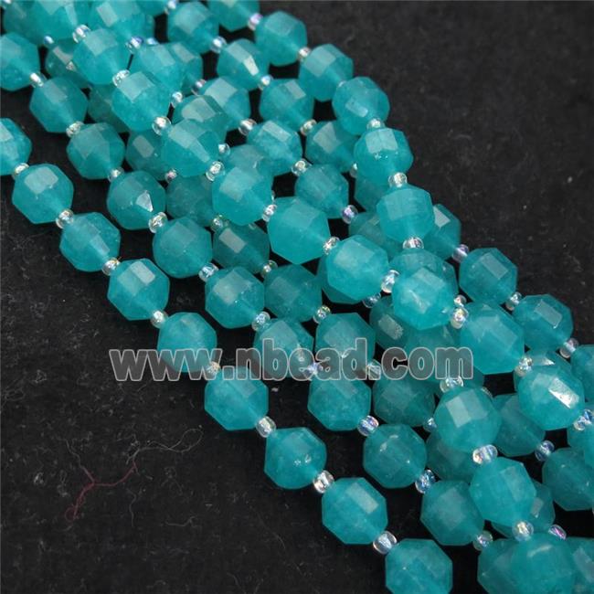 Amazonite bullet beads, green treated