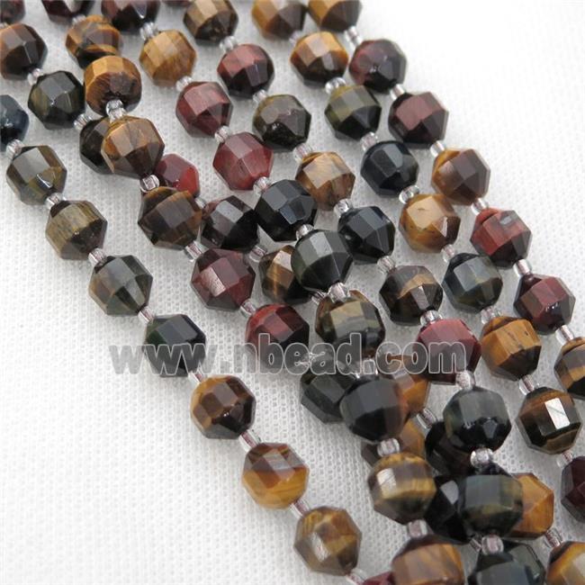 Tiger eye stone bullet beads, multicolor