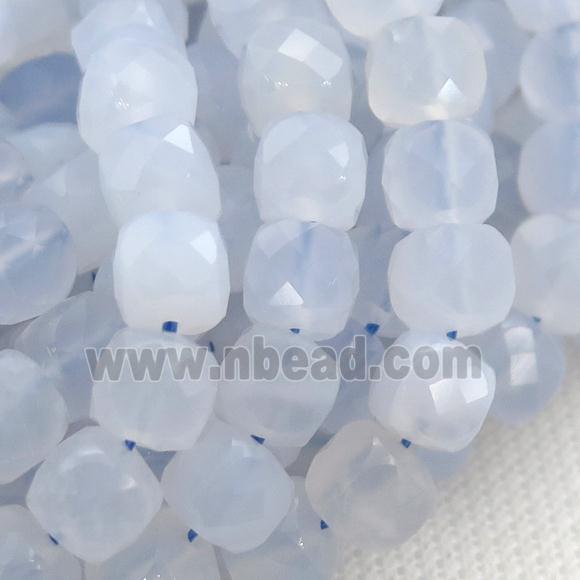 blue Chalcedony Beads, faceted cube