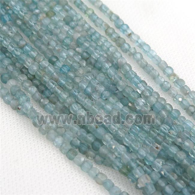 lt.blue Apatite Beads, faceted cube