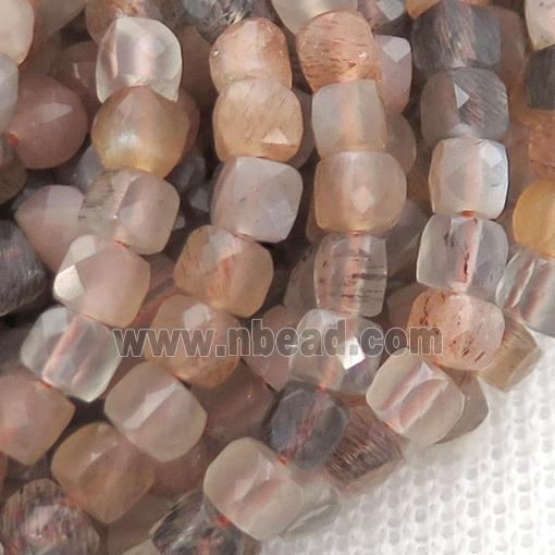 mix MoonStone Beads, faceted cube